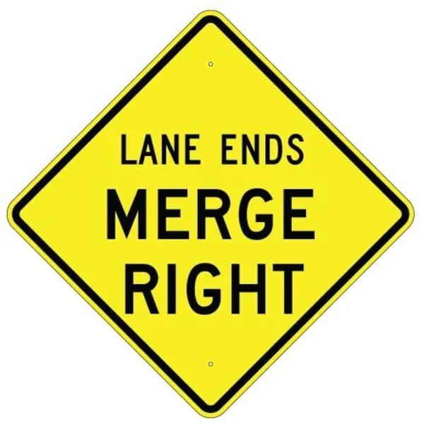 Lane Ends Merge Right Sign Thumbnail