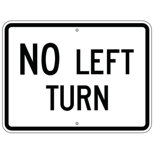 No Left Turn Sign (Horizontal) Thumbnail