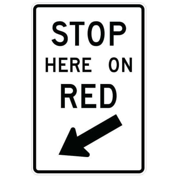 Stop Here On Red Sign (non-curved arrow) Thumbnail