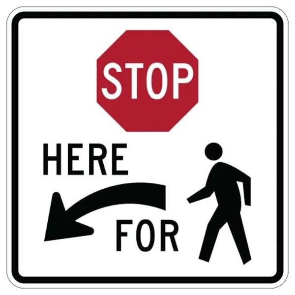Stop Here for Pedestrians Symbol Sign, Left Thumbnail