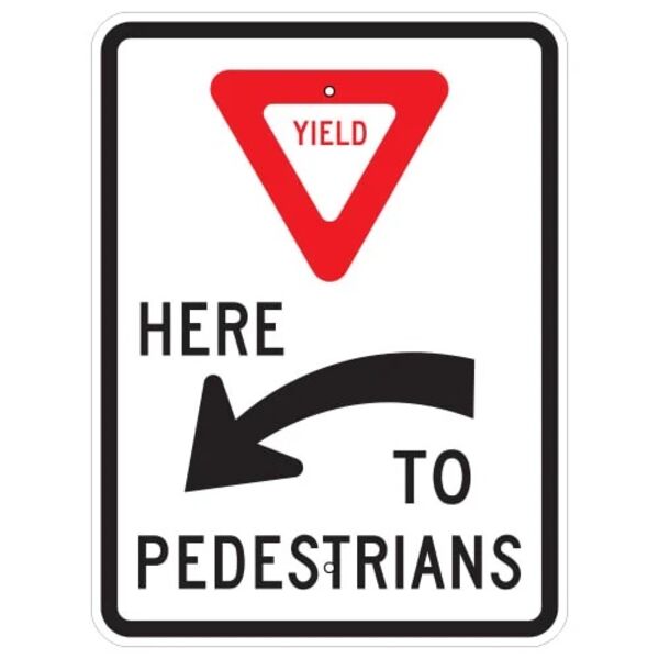 Yield Here To Pedestrians Sign, Left Thumbnail
