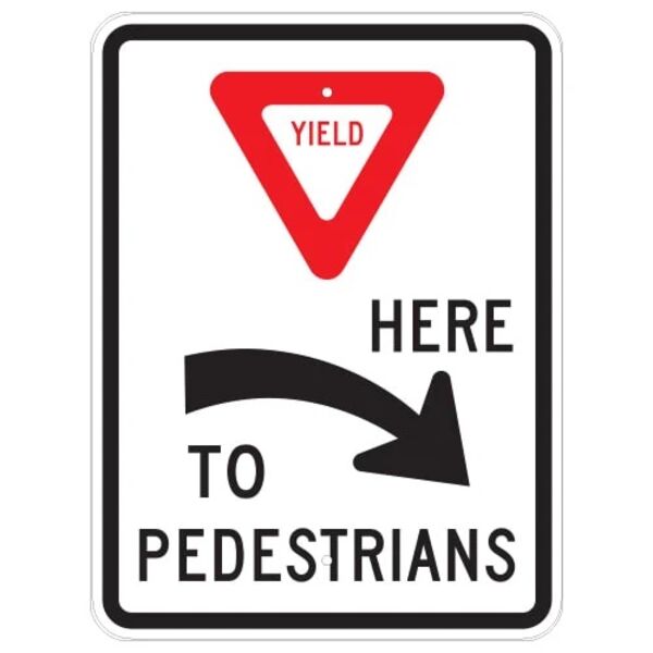 Yield Here To Pedestrians Sign, Right Thumbnail